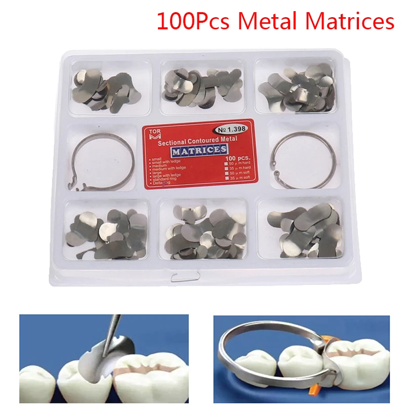 100Pcs/Box Dental Sectional Matrix System Dental Sectional Matrix Band Resin Clamping Seperating Ring Dentist Tools Oral Care