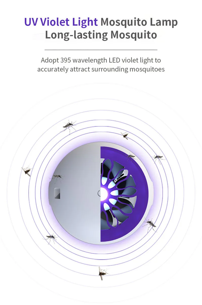 Mrosaa New High Quality Anti Mosquito Lamps UV Night Lights USB Electric Photocatalyst Mosquitoes Repellent Insects Killer Lamps