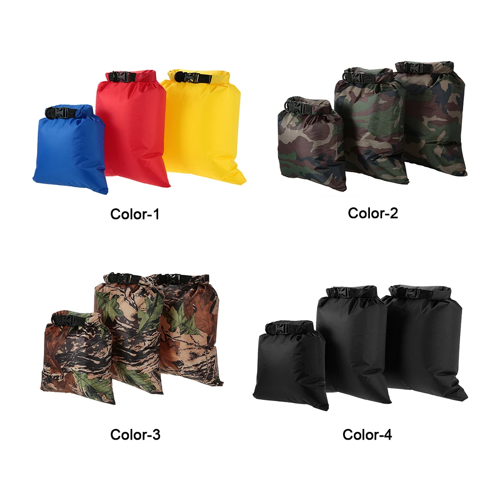 Pack of 3 Waterproof Bag 3L+5L+8L Outdoor Ultralight Dry Sacks for Camping A5G9 