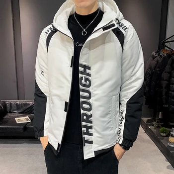 

2109 Winter Jacket Men Windbreaker Warm Thicken Parkas Harajuku Casual Coats Fashion Hooded Jackets Overcoats Mens Clothing