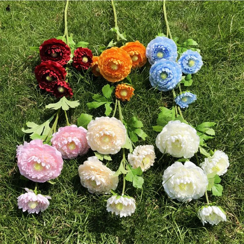20 шт. поддельные длинные Стволовые Ranunculus 25," Длина моделирования Ranunculus Siaticus для дома Свадебные Декоративные искусственные цветы