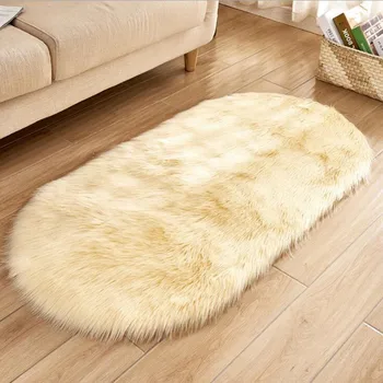 

Imitation Wool Bay Window Cushion Oval Floor Mat Soft Fluffy Fur Chair Cover Artificial Sheepskin Warm Hairy Carpet Seat Rugs
