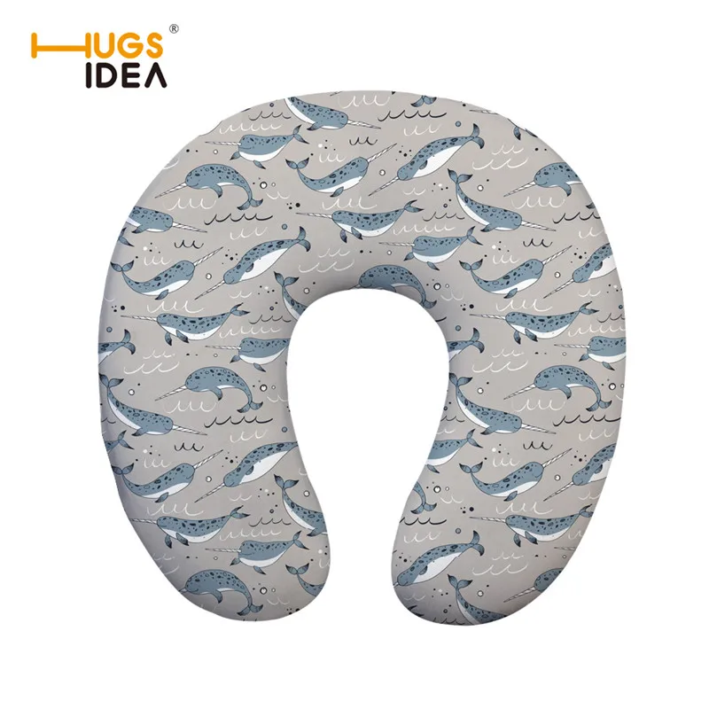 HUGSIDEA Narwhal Printe u-образная подушка для января вождения пены памяти домашняя подушка для шеи снимает давление и удобные подушки - Цвет: Z2800CT