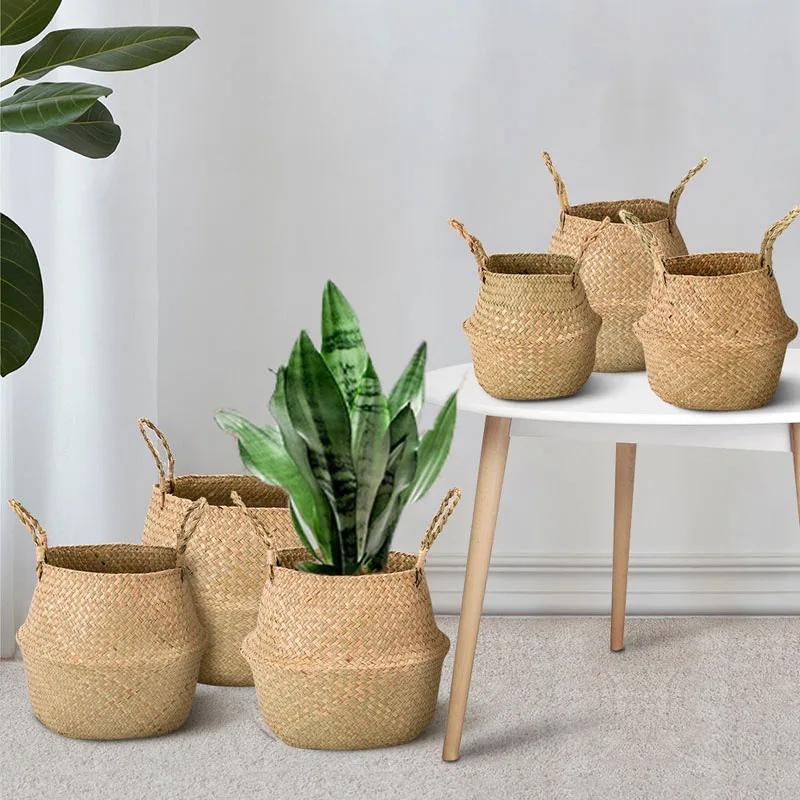 Panier De Rangement En Osier - Taille Moyenne 30x27x35 Cm - Pour Plantes, Linge, Jouets - Style Nordique
