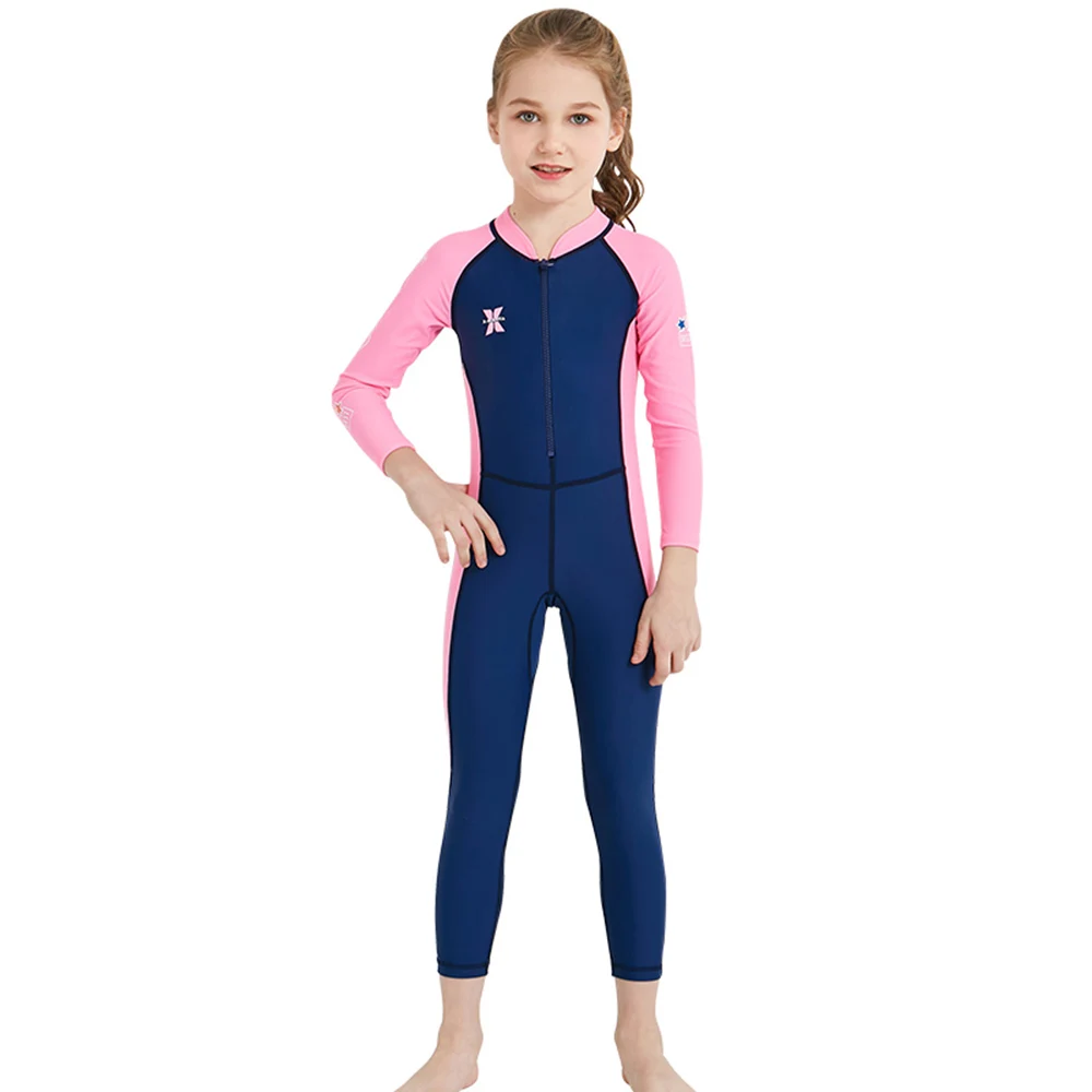 swimwear Детский костюм для дайвинга 2,5 мм, неопреновый гидрокостюм для мальчиков и девочек, сохраняющий тепло, купальный костюм, цельный костюм с длинными рукавами для серфинга с защитой от ультрафиолета - Цвет: swimwear
