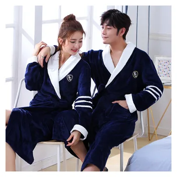 

Flannel Couple Bathrobe High-quality Autumn Velvet Pajamas For Women Men Pijamas Casual Nightwear Lounge Sleepwear халат женский