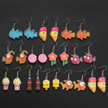 

12Pair/set Earring For Women Resin Drop Custom Made Handmade Cute Girls Gift Cake Ice Cream Food Donuts Jewelry Accessories