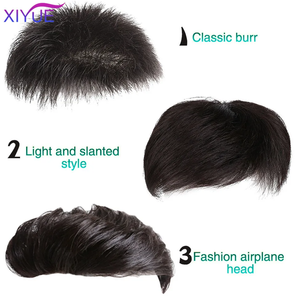 XIYUE Men's wigs men's short hair synthetic natural hair patches