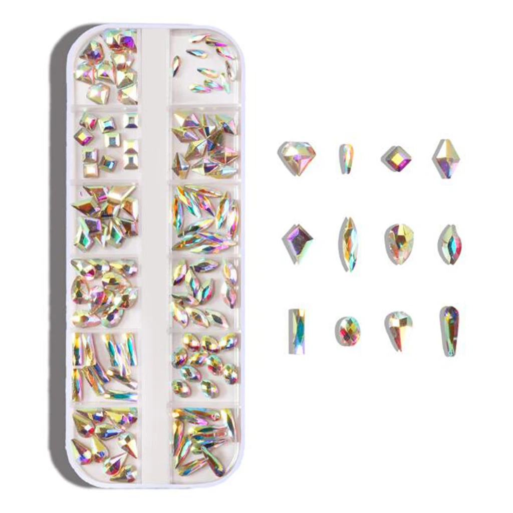 AB Nail Art Rhinestones Kit Flatback & Charms Flat Back Glitters Tips Decorations Jewelry Making Gemstones for Jewelry Makeup