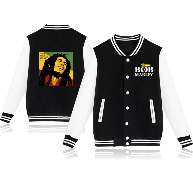 

New Fashion Bob Marley Baseball Jacket Women Men Hip Hop Jacket Coat Long Sleeve Sweatshirts Autumn Winter Streetwear Tracksuit