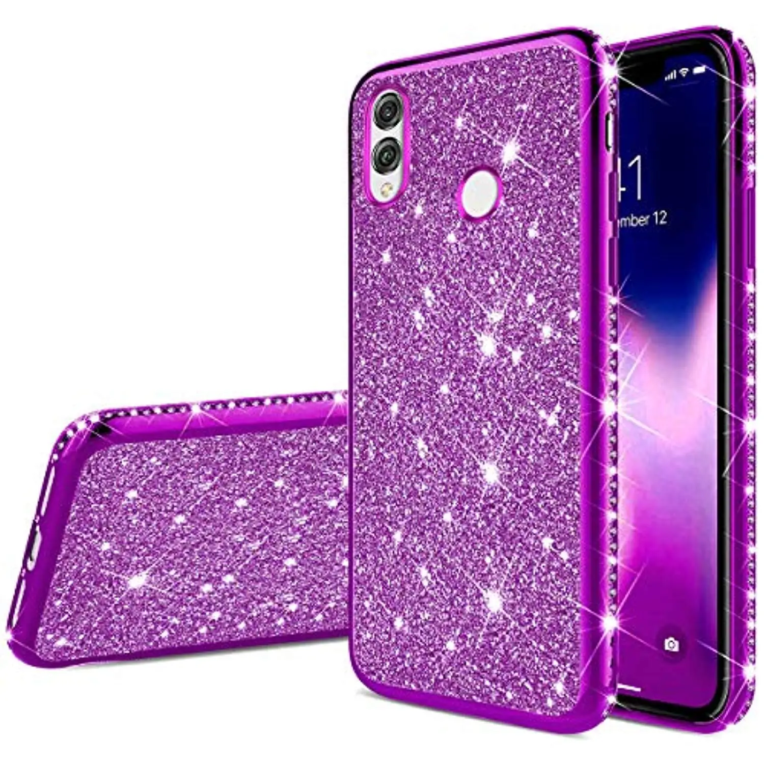 Glitter Diamond Plating Frame Shiny Shining Case for Huawei Honor 8X 7X 9X Pro 8S 8A 8C 7C Y5 Y7 2019 Phone Cases Soft Cover |