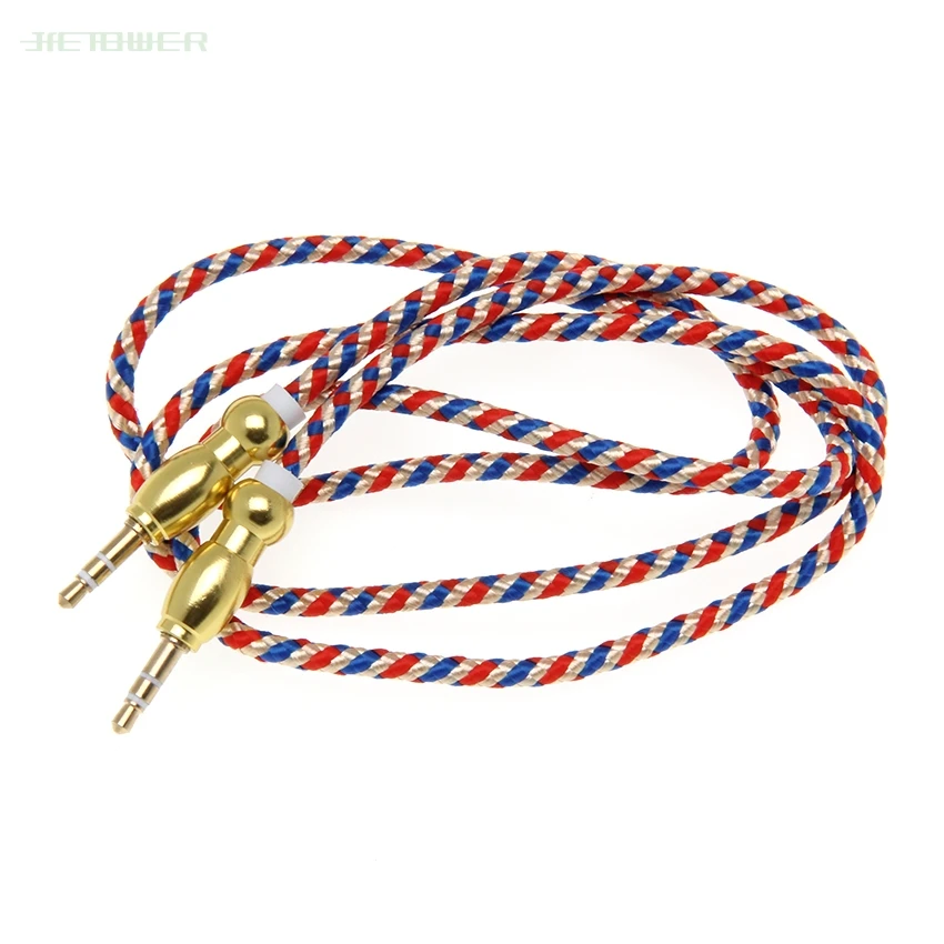 50pcs AUX Audio Cable 3 5mm Male To Male Stereo New Ethnic Plait Style AUX Cable Cord for Car Headphone Speaker Computer Cheap