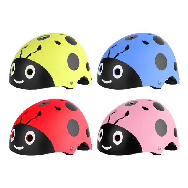 1 Kids Bike Helmet Cute Ladybug Safety Hat Outdoor Sports Head Protect Gear Adjustable Cycling Skating Cap Children's Day Gifts 3