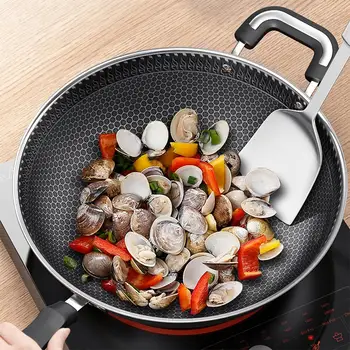 

Non-stick Frying Pan 2 Side Honeycomb Sieve Stainless Steel Frying Pan Smoke-free Frying Oil Pan PFOA Masonry Cookware