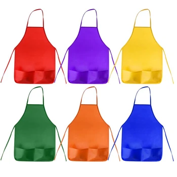 

12Pack 6 Color Kids Aprons Children Painting Aprons Kids Art Smocks With 2 Roomy Pockets For Kitchen And Classroom (Brushes Not