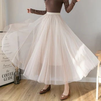 

Big Brand Series 2019 Autumn And Winter Gauze Skirt High-waisted Slimming Ultra Large Pendulum Joint Fairy Long Skirts