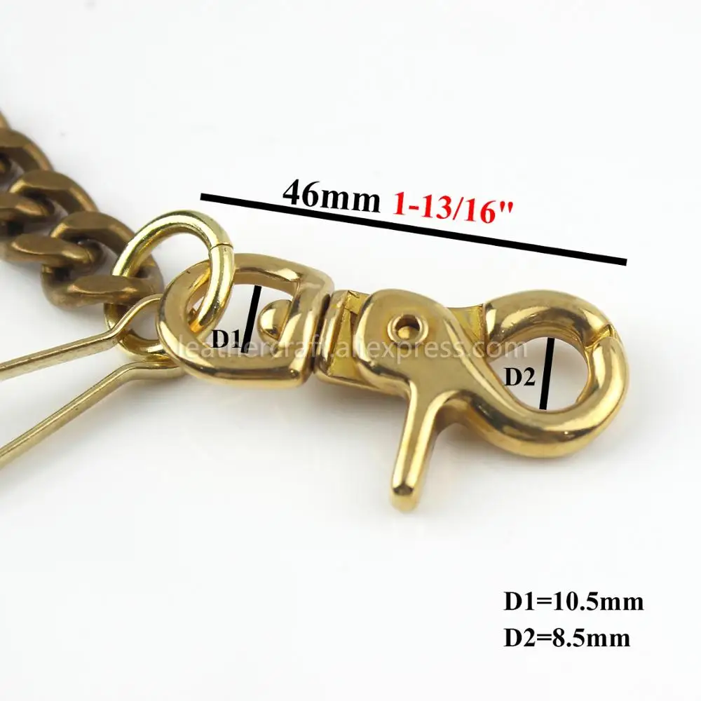 1 x Solid Brass Belt Hook Keychain Fob Clip Wallet Waist Chain With Lobster Snap Hook 19.3