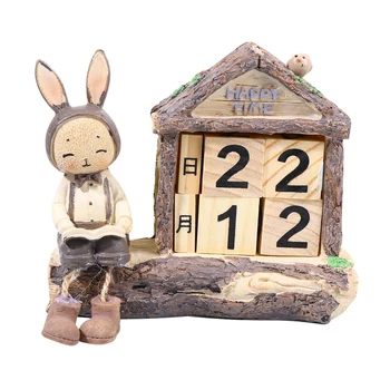 

Desktop Calendar Cartoon Resin Bunny Manual Table Calendar Crafts Birthday Christmas Couple Gift for Home Rabbit Boy and Girl A5