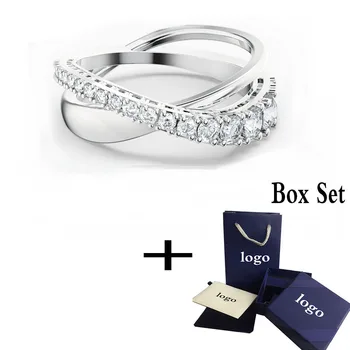 

SWA Fashionable Ring Charming Interweaving Thread Decoration Engagement Ring Romantic Jewelry Gift, Suitable For All Occasions