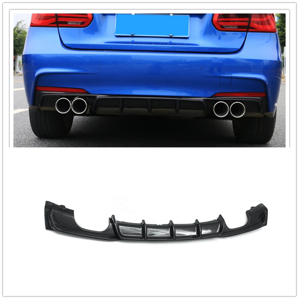 Rear Bumper Diffuser For BMW F30 M-Sport 2014-2018 ABS Carbon Fiber Look Car Boot Exhaust Guard Splitter Chin Spoiler Plate Lip |