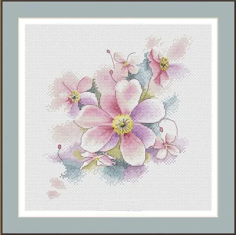 

GG Light peach blossom cross stitch kit Animal cotton thread 14ct linen flaxen canvas stitching embroidery DIY