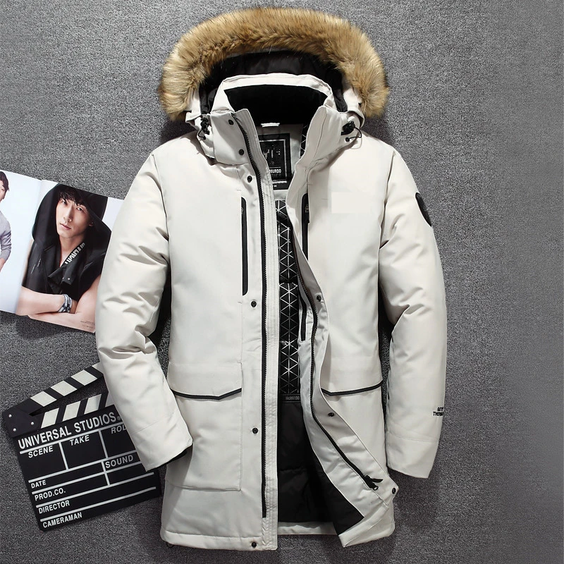 

-40C Winter Genuine Fur Hooded Duck Down Jackets Men Warm Russia Down Coats Male Casual Winter Down Parkas Outdoor ski jacket