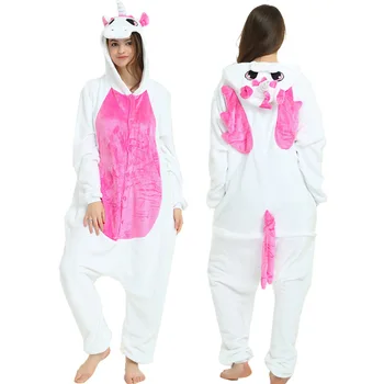 

Unicorn Series Pijamas De Animales Onesis for Women Sleepwear Pink New Winter Flannel Animal Full Hooded Polyester