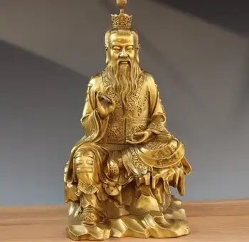 

15" Chinese Antique Taoism Leader Brass Copper TaiShang Laojun God Seat Stone Statue