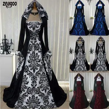 

Women Retro Lace Tight Waist Hooded None Party Swing Full Length Maxi Party, Banquet, Cocktails, etc. Dress