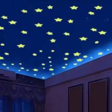 

100pcs 3D Stars Glow In Dark Luminous Fluorescent Plastic Wall Sticker Home Decor Decal Wallpaper Decorative Special Festivel