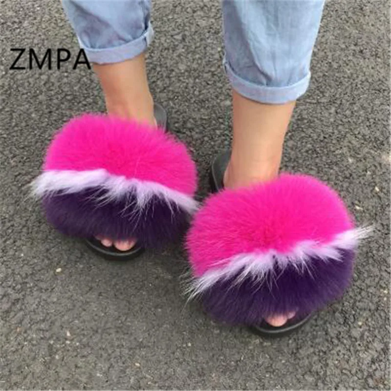 fluffy rainbow slippers