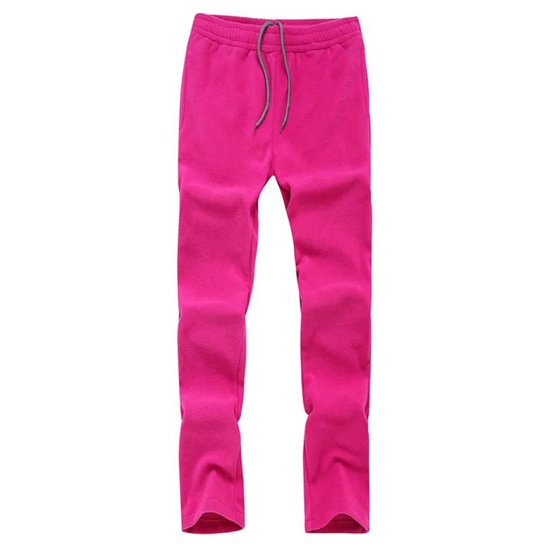 Уличные флисовые брюки мужские и женские плюс бархатные толстые флисовые теплые двухсторонние свободные и большие размеры осенние - Цвет: Rose Red