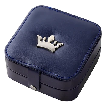 

Korean Crown Jewelry Box Organizer Travel Portable PU Ring Bracelet Earring Display Storage Round Box Case
