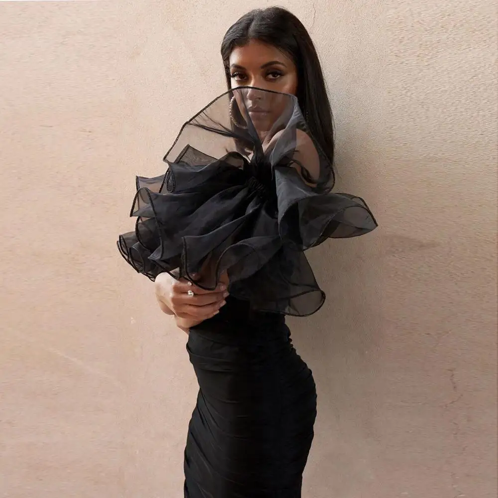 Party Sexy Dress Women Summer Dresses Ruffle Collar Bandage Elegant Celebrity Ladies Vestidos