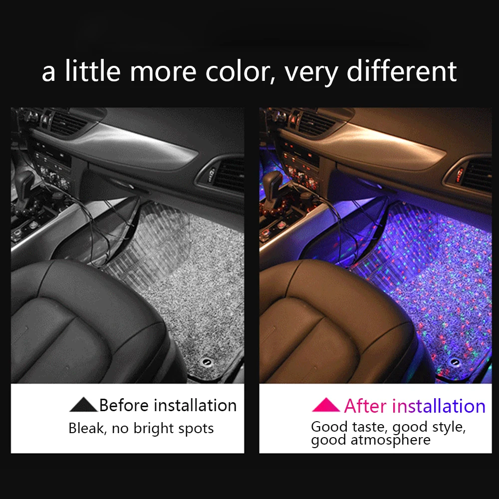 CARCTR lámpara de atmósfera de coche 7 colores estrella USB Control de sonido Luz de música coche m