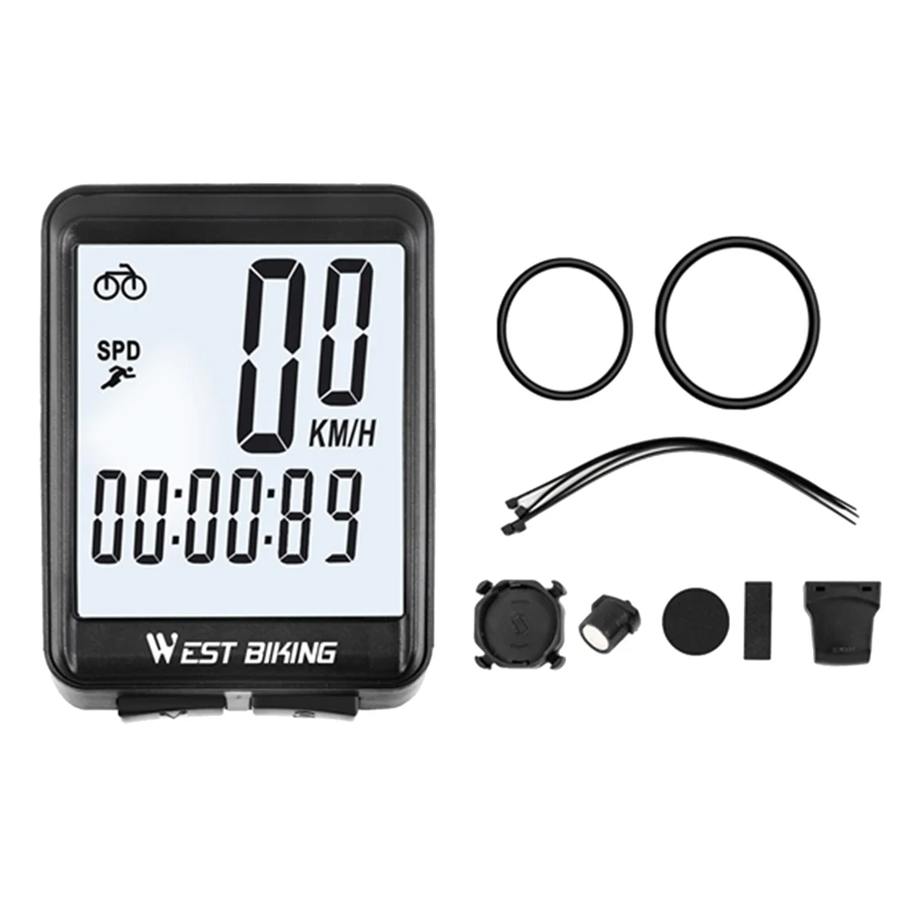 White Backlight West Biking велосипедный спидометр и одометр беспроводной водонепроницаемый велосипедный компьютер с ЖК-дисплеем и многофункциональными функциями - Цвет: White Backlight