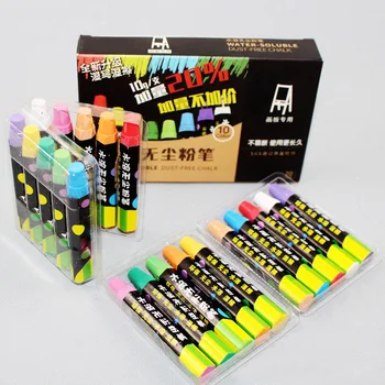 

20pcs/box Office Dust Free Chalk Environmental Safety Teacher Children Water Soluble Comfortable Grip Bright Color Blackboard