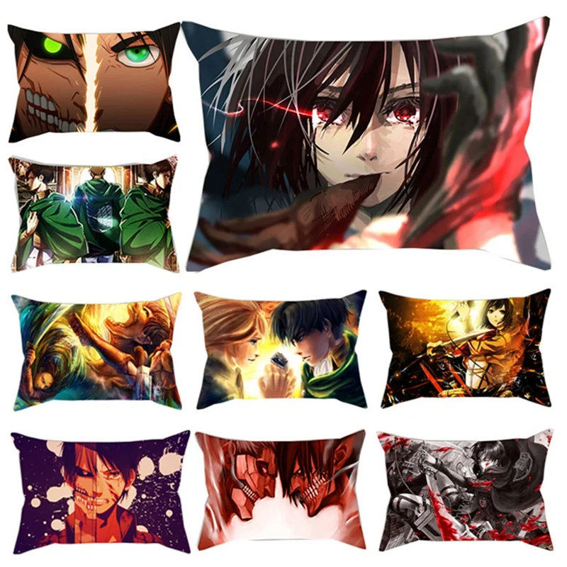 

Attack On The Giant Pillowcase Animation Peripheral Waist Pillowcase Cover Home Decor Pillowcase Car Bed Accessories 30x50cm