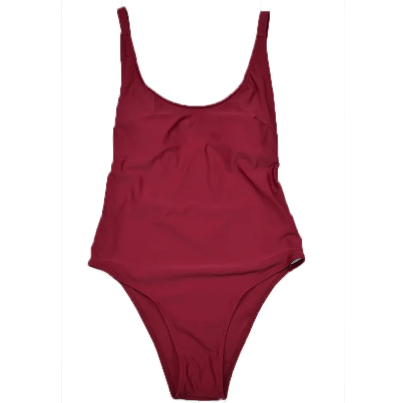 Solid Color Sexy High Leg Cut One Piece Swimsuit - Sunnybikinis
