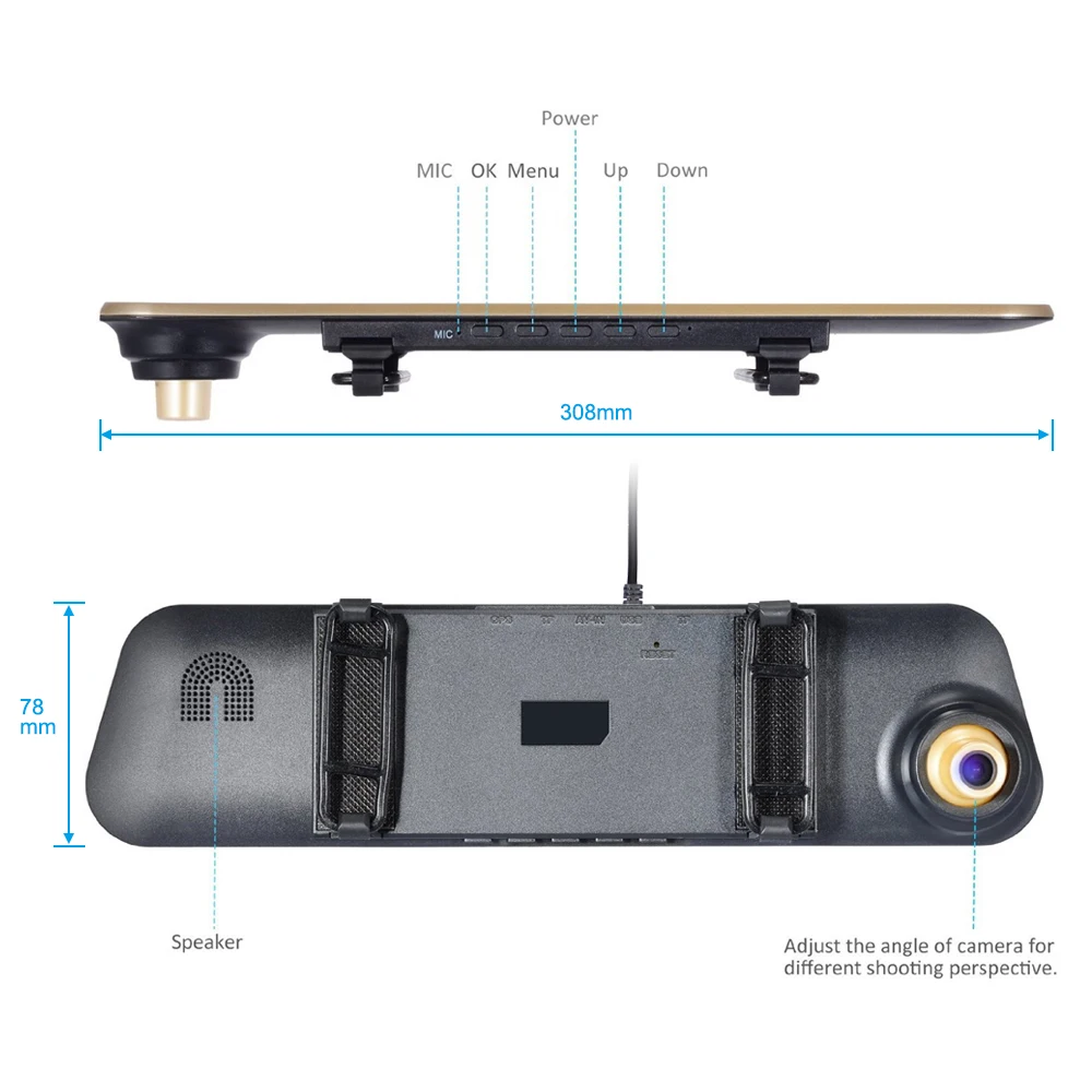 SYS VSYS двойная камера s зеркало заднего вида DVR Передняя 2K 1296P + 720P внутренняя