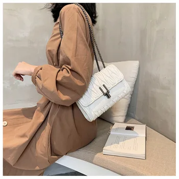 

Fashion small fragrant wind bag texture bags for women 2020 summer solid chain bags light luxury shoulder bag hasp crossbody bag