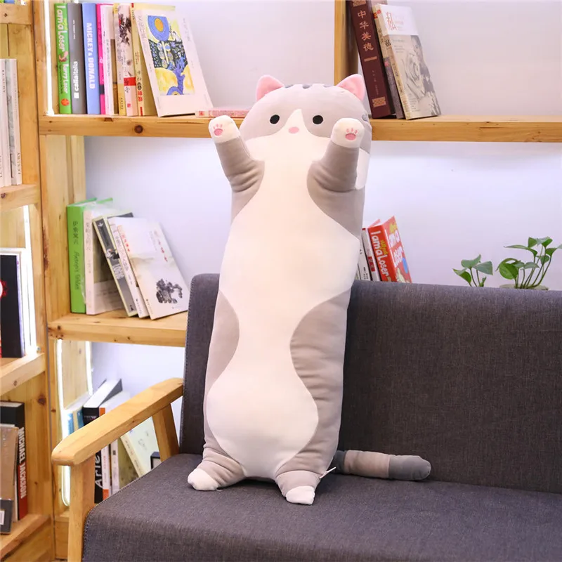 gray cat Милые плюшевые животные кошка кролик длинный мягкий подарок Креативный офис Ланч брейк сон Спящая Подушка плюшевая мягкая Подарочная кукла - Цвет: gray cat