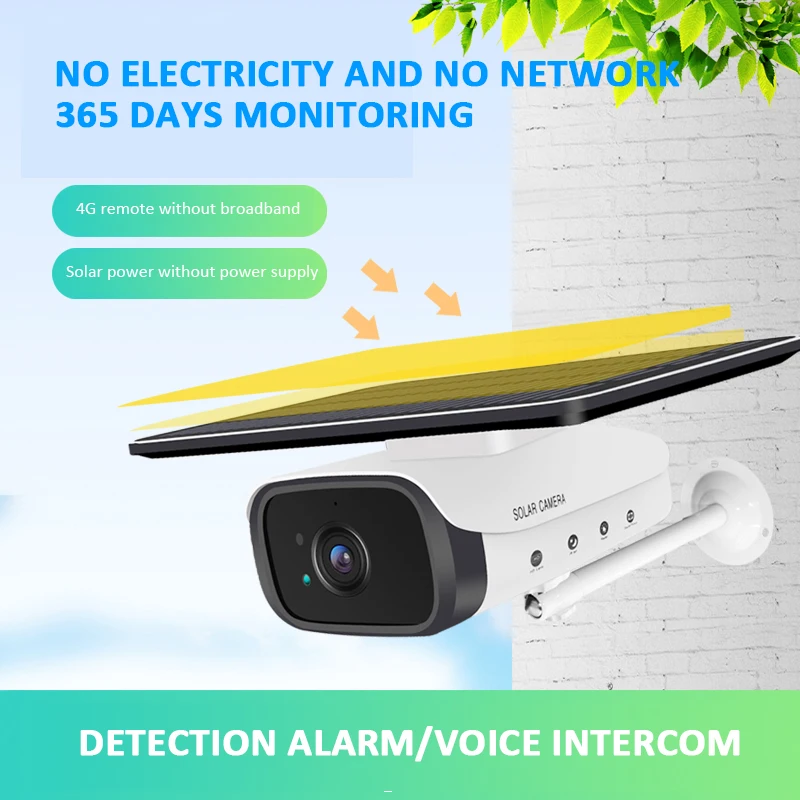 Wifi/4G IP камера наружная 1080P HD Двусторонняя аудио Беспроводная Солнечная энергия