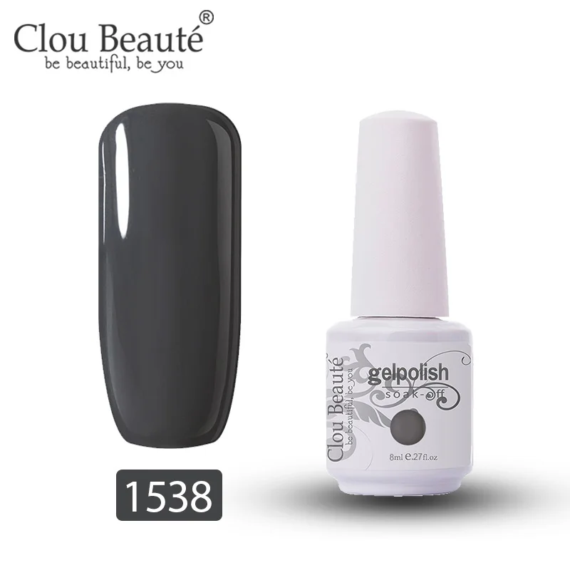 1538 Clou Beaute 8 мл гель-краска для ногтей УФ 85 цветов блеск Топ замачиваемый УФ светодиодный Гель-лак для нейл-арта Гибридный чистый цвет ногтей - Цвет: 1538