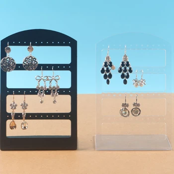 

Pack of 5 Acrylic Modern Earring Stud Stand Holder Jewelry Display, Black/Clear, 2 Sizes