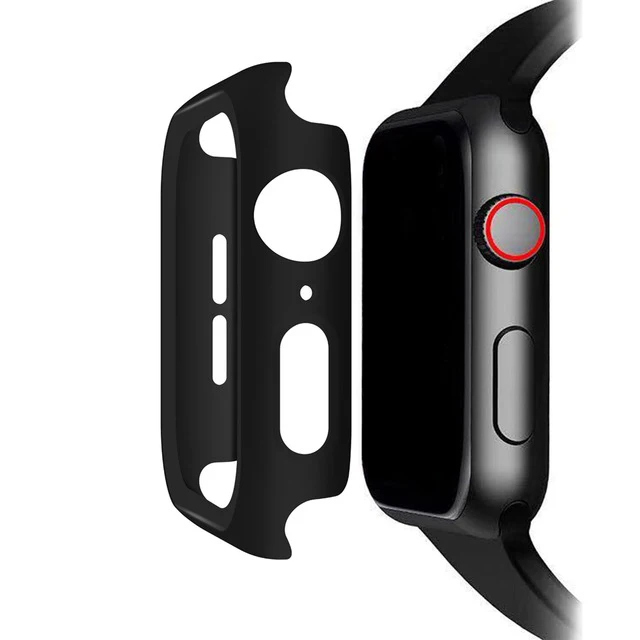 Чехол+ закаленное стекло для Apple Watch, 40 мм, 44 мм, серия 5, 4, защита для экрана, чехол-бампер для iwatch, серия 3, 2, 1, 38 мм, 42 мм - Цвет: Black