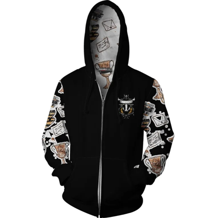 zipper Новинка, Slytherin Hufflepuff Gryfindor Ranenclaw, 3D принт, футболка для мужчин и женщин, толстовки, повседневная толстовка на молнии, костюм для косплея - Цвет: zipper