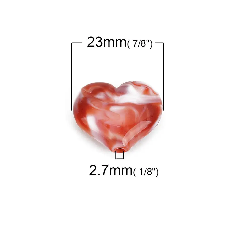 DoreenBeads Hot подвески из акриловых бусин Love Heart Red для ювелирных изделий своими руками