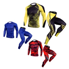 Мужской спортивный костюм, комплект для йоги, компрессионный, для бега, фитнеса, бега, футболка, леггинсы, мужской спортивный костюм, спортивная тренировочная одежда для спортзала