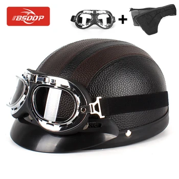 

Motorcycle helmet + goggles scooter bicycle travel retro helmet For Harley-Davidson Road King Classic/Heritage Softail Classic